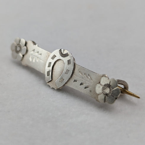 1897 British Antique Sterling Silver Horseshoe Design Brooch Ward Brothers